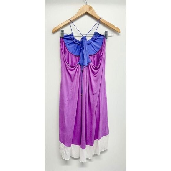 Calypso Christine Celle Purple White Dress XS Spaghetti Strap - Picture 5 of 6